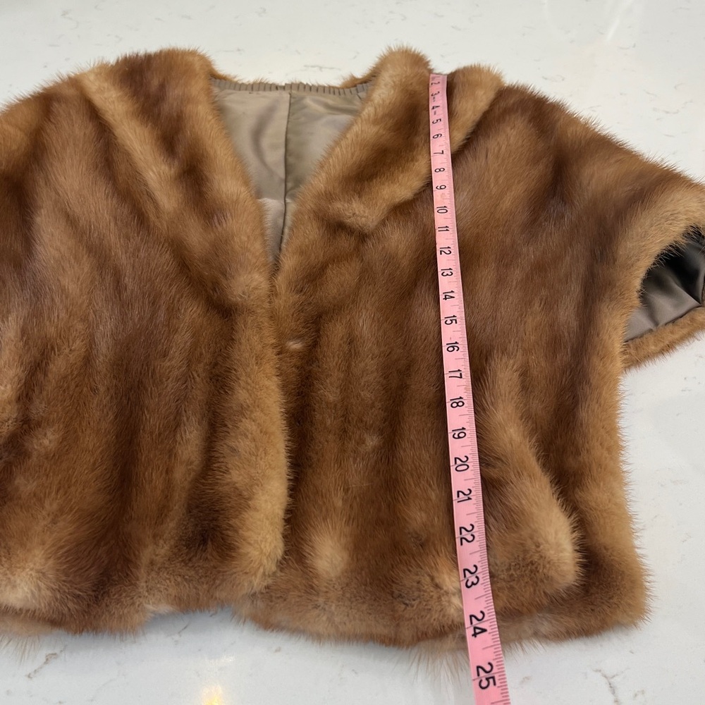 Vintage 1960s EMBA Autumn Haze Mink Fur Stole Capelet Natural Brown Wrap - Picture 13 of 14